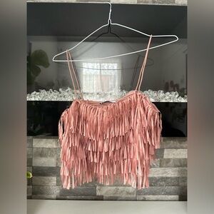 Zara crop top fringe